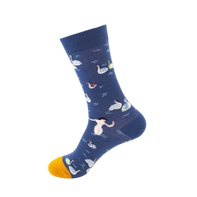 Chaussettes drôles pour hommes et femmes, en coton, requin, personnalité, Happy Art Van Gogh, peinture de renommée mondiale, chaussettes à huile, cadeau de noël