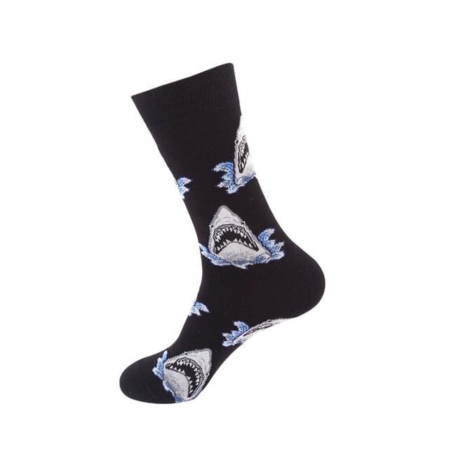 Chaussettes drôles pour hommes et femmes, en coton, requin, personnalité, Happy Art Van Gogh, peinture de renommée mondiale, chaussettes à huile, cadeau de noël