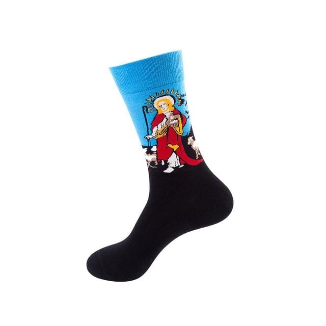 Chaussettes drôles pour hommes et femmes, en coton, requin, personnalité, Happy Art Van Gogh, peinture de renommée mondiale, chaussettes à huile, cadeau de noël