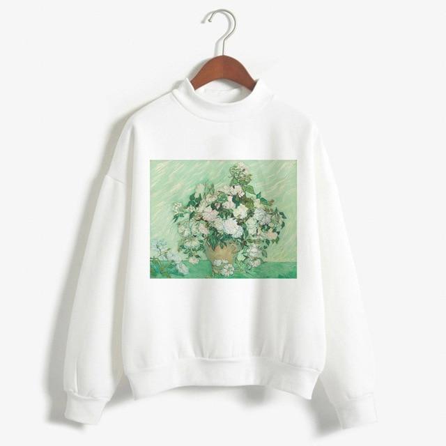 Kpop Fashion Hoodies Van Gogh Art Oil Paint Harajuku Michelangelo Ulzzang Vintage Long Sleeve Hoody Ladies Oversized Sweatshirt