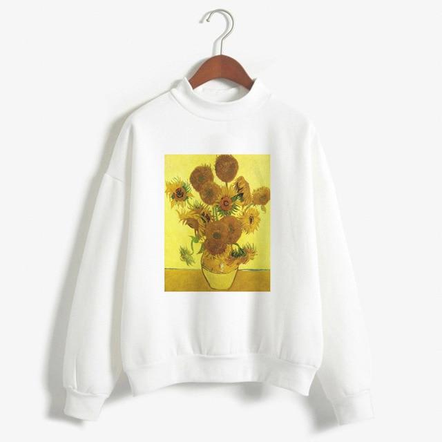 Kpop Fashion Hoodies Van Gogh Art Oil Paint Harajuku Michelangelo Ulzzang Vintage Long Sleeve Hoody Ladies Oversized Sweatshirt