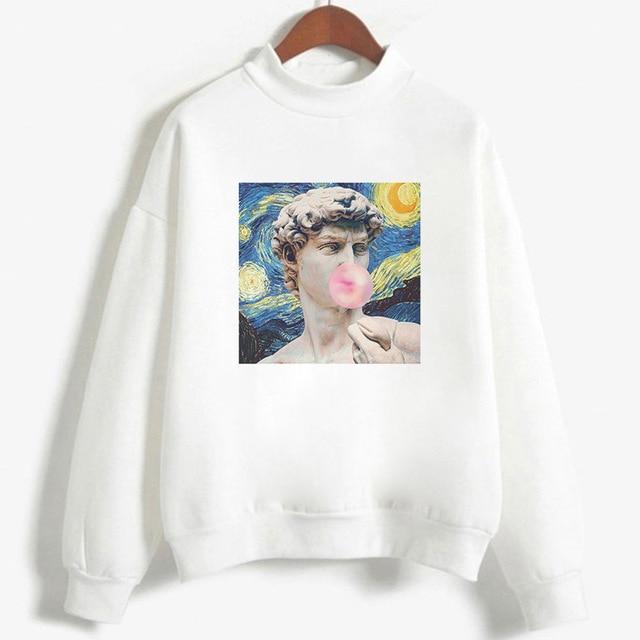 Kpop pulls à capuche de mode Van Gogh Art peinture à l'huile Harajuku Michelangelo Ulzzang Vintage à manches longues à capuche dames sweat surdimensionné