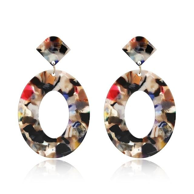 Boucles d'oreilles en acrylique pour femmes, grande déclaration, en résine, ovale, carrée, géométrique, goutte d'eau, bohème, bijoux cadeau, 2019