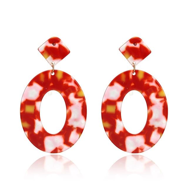 Boucles d'oreilles en acrylique pour femmes, grande déclaration, en résine, ovale, carrée, géométrique, goutte d'eau, bohème, bijoux cadeau, 2019