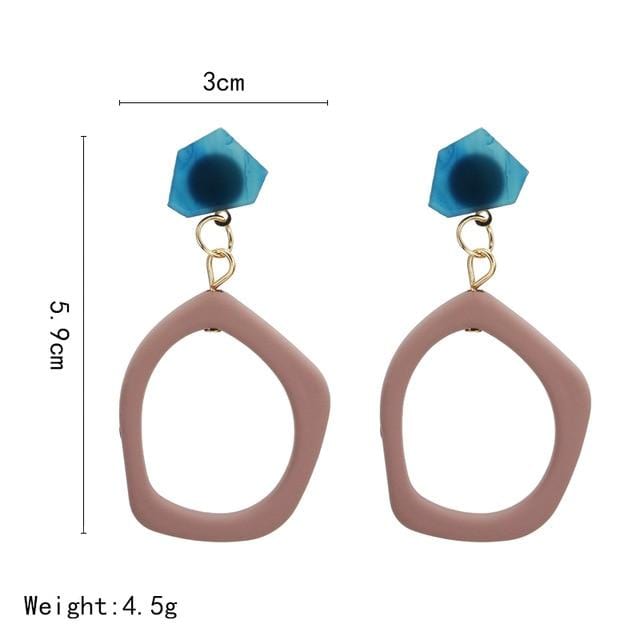 Boucles d'oreilles en acrylique pour femmes, grande déclaration, en résine, ovale, carrée, géométrique, goutte d'eau, bohème, bijoux cadeau, 2019