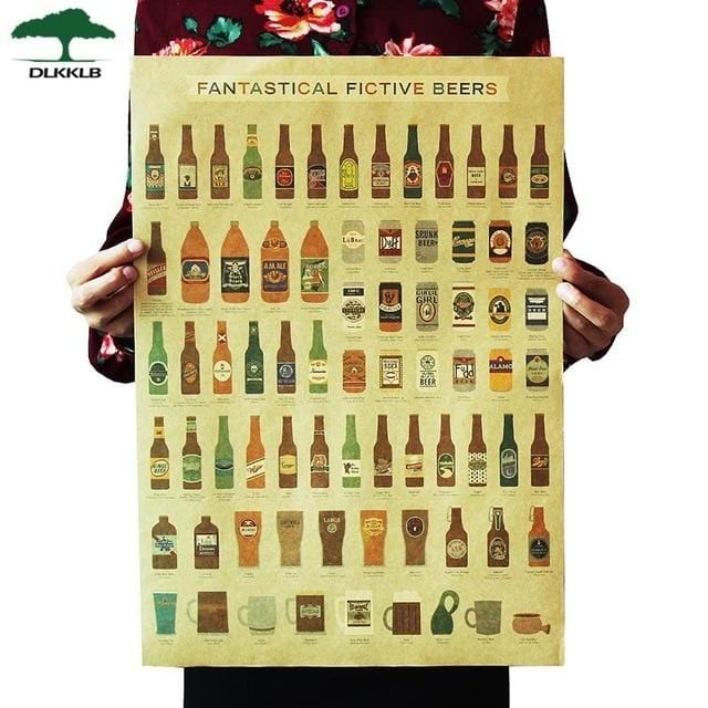 Coffee Beer Weapon Wine Collection Poster Cafe Bars Kitchen Decor Posters Adornment Vintage Poster Retro 51*35cm Wall Stickers