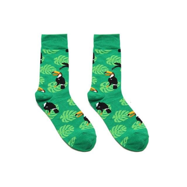 PEONFLY hommes mode impression dessin animé Crocodile requin zèbre chien paresseux Koala fleur oiseau coloré chaussettes doux confort coton chaussettes