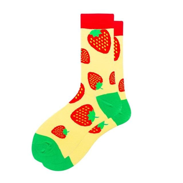 Women Socks Funny Cute Cartoon Graphics Fruits Strawberry Orange Avocado Watermelon Cherry Japanese Harajuku skateboard Socks