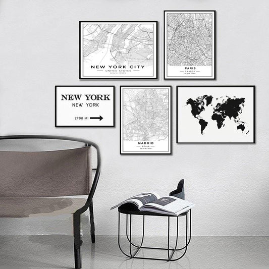 Nordische minimalistische weltberühmte Stadtkarte Leinwandgemälde Berlin Oslo Poster Druck Wandkunst Bilder für Wohnzimmer Home Decor