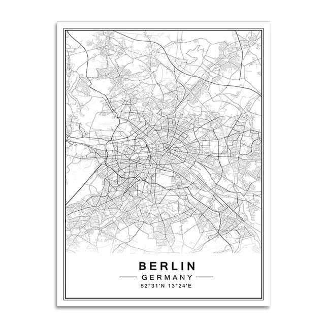 Nordic Minimalist World Famous City Map Canvas Paintings Berlin Oslo Poster Print Wall Art Pictures for Living Room Home Decor