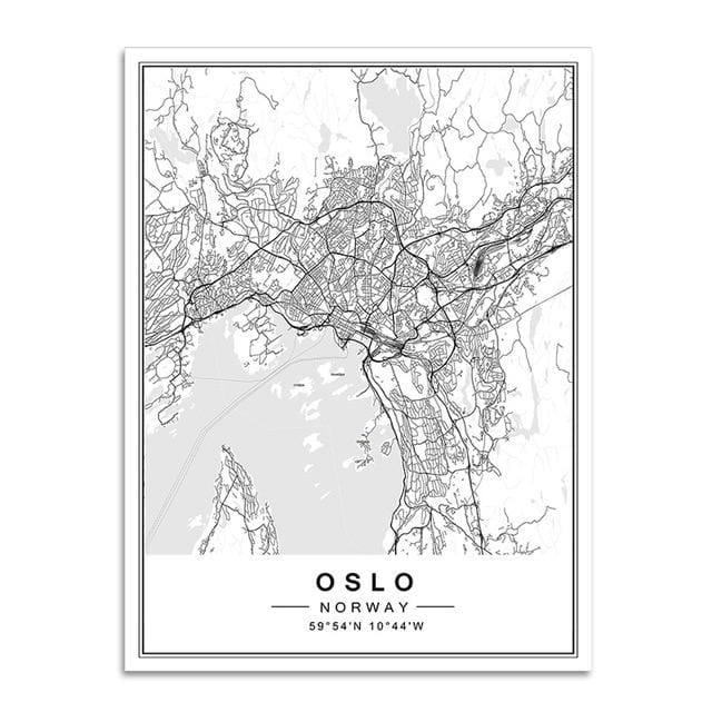 Nordic Minimalist World Famous City Map Canvas Paintings Berlin Oslo Poster Print Wall Art Pictures for Living Room Home Decor