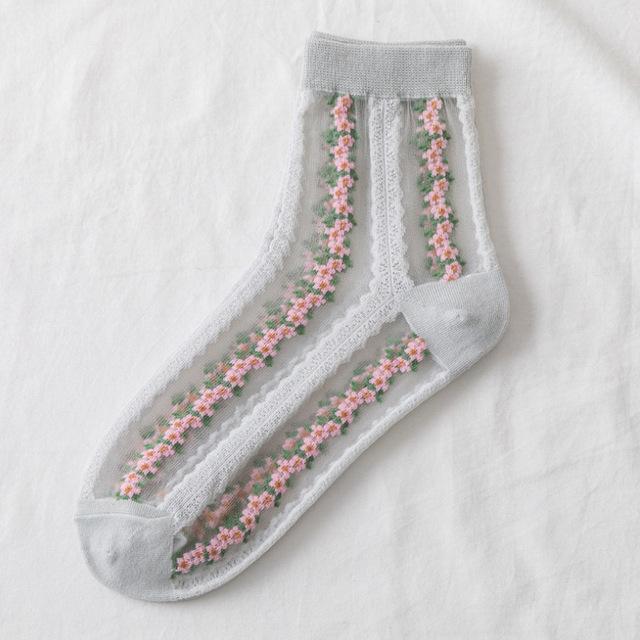 Spring Autumn Japanese Harajuku Woman Socks Cotton with Flowers Funny Socks Women Korean Style Kawaii Girls Calcetines Mujer 190