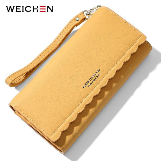 WEICHENG New Long Clutch Wallet Women Many Departmants Wristband Female Wallets Ladies Purse Card Holder Carteras Brand Designer