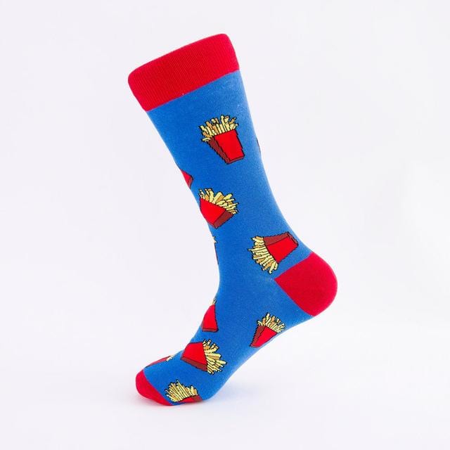 Colorful Hot Dog Hamburg Beer Pattern Novelty Crew Socks Men's Funny Food Kawaii Sokken Creative Casual Cotton Socks For Male