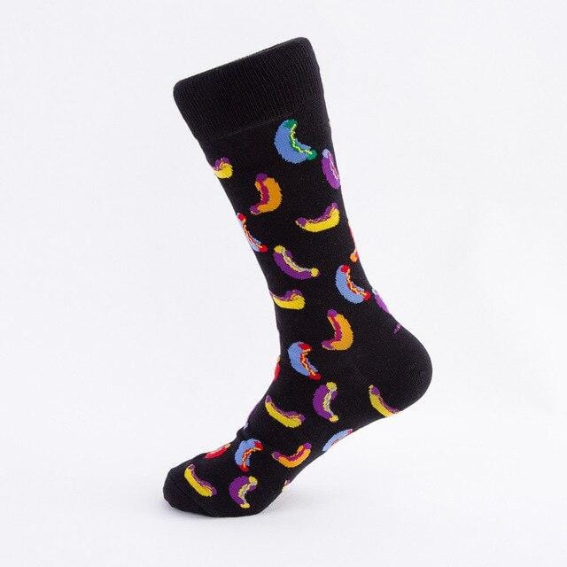 Colorful Hot Dog Hamburg Beer Pattern Novelty Crew Socks Men's Funny Food Kawaii Sokken Creative Casual Cotton Socks For Male