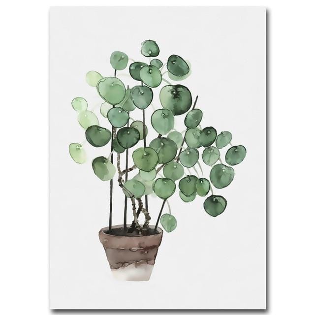 Watercolor Plant Leaves Poster Print Landscape Wall Art Canvas Painting Picture for Living Room Home Decor Cactus Decoration