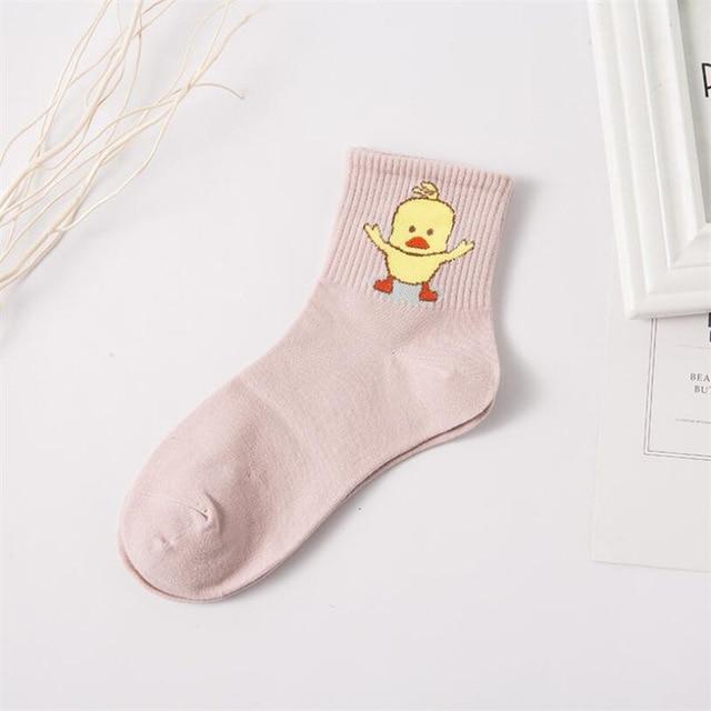 1 Paar Damen Bequeme Baumwollsocken Neue Mode Alle Jahreszeiten Cartoon Tier Stickerei Serie Frauen Frische Harajuku Crew Socken