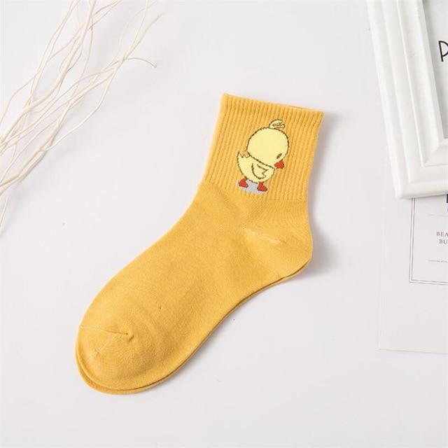 1 Paar Damen Bequeme Baumwollsocken Neue Mode Alle Jahreszeiten Cartoon Tier Stickerei Serie Frauen Frische Harajuku Crew Socken