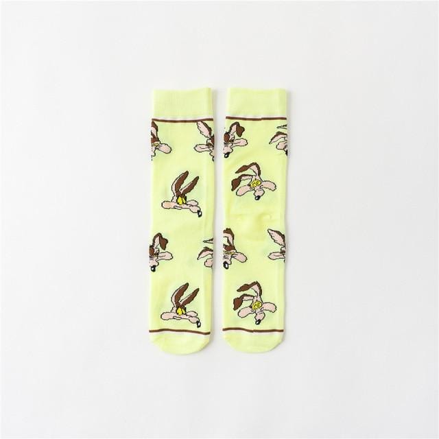 2020 Funny cartoon anime print socks rabbit duck fashion personalized novelty men women comfort breathable blue gray cotton sock