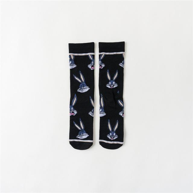 2020 Funny cartoon anime print socks rabbit duck fashion personalized novelty men women comfort breathable blue gray cotton sock