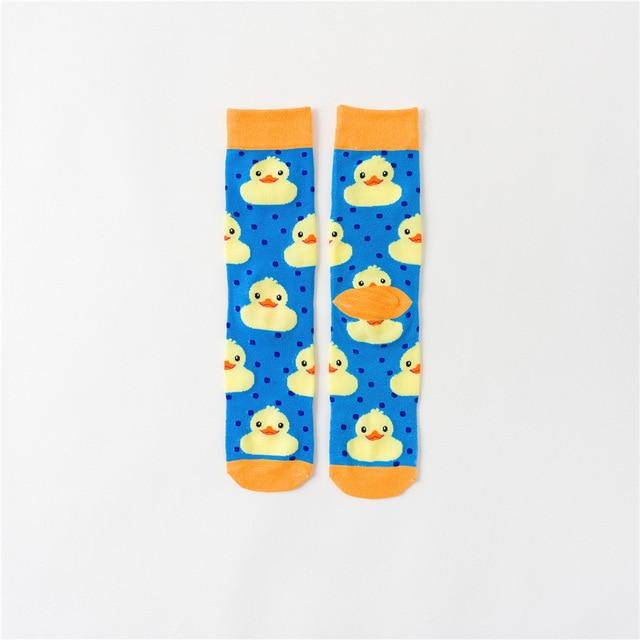 2020 Funny cartoon anime print socks rabbit duck fashion personalized novelty men women comfort breathable blue gray cotton sock