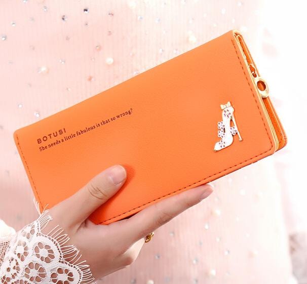 BOTUSI High Heels Large Space Oft Leather Long Women Wallet Change Hasp Clasp Purse Clutch Long Design Handbag Women Purses