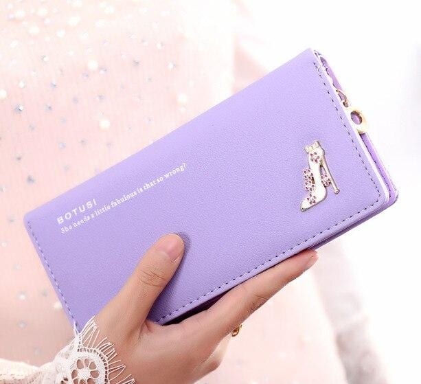 BOTUSI High Heels Large Space Oft Leather Long Women Wallet Change Hasp Clasp Purse Clutch Long Design Handbag Women Purses