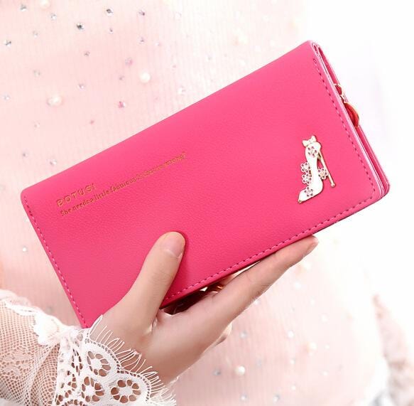 BOTUSI High Heels Large Space Oft Leather Long Women Wallet Change Hasp Clasp Purse Clutch Long Design Handbag Women Purses