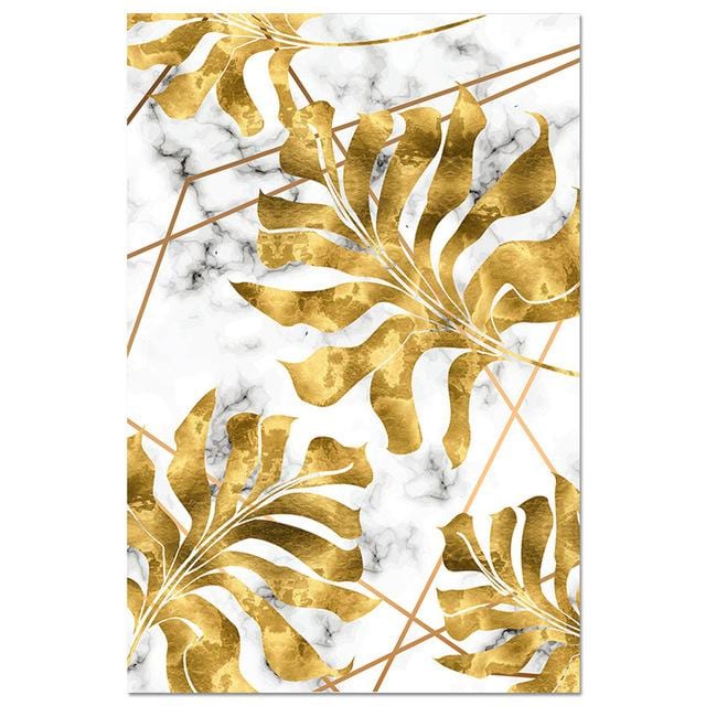 Nordic Plants Golden Leaf Canvas Painting Botanical Posters and Print Abstract Wall Art Pictures for Living Room Modern Decor