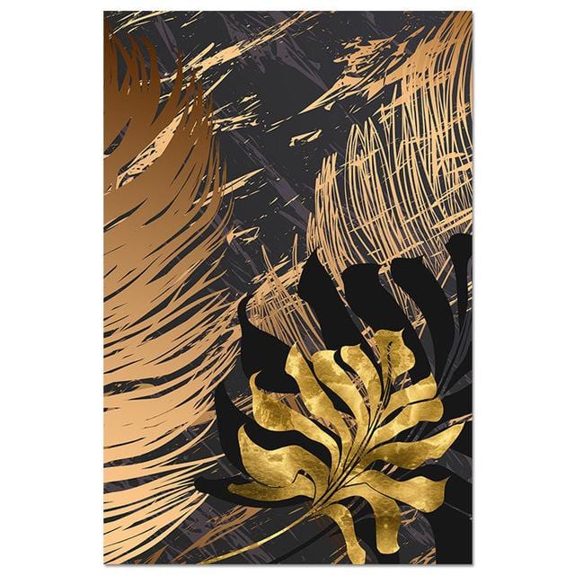 Nordic Plants Golden Leaf Canvas Painting Botanical Posters and Print Abstract Wall Art Pictures for Living Room Modern Decor