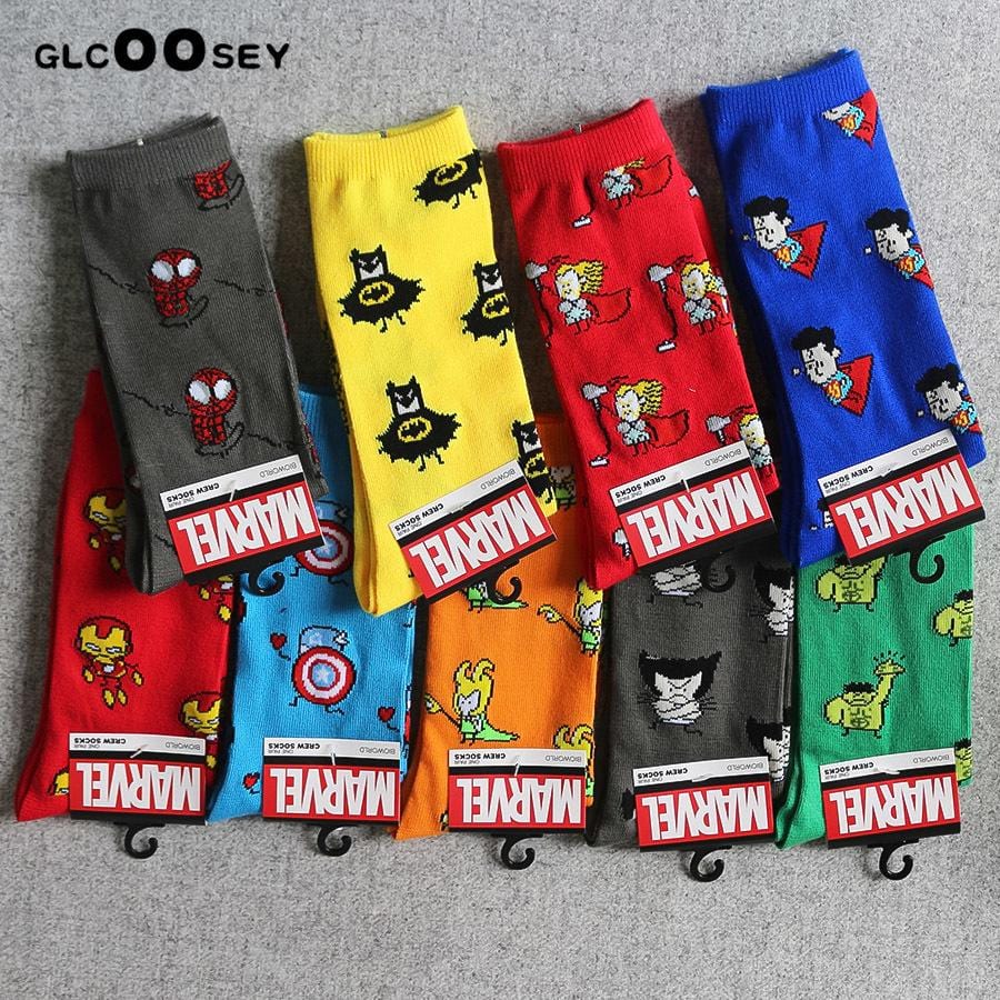 Marvel Comics Hero General Socks cartoon Iron Man Captain America Knee-High Warm Stitching pattern Antiskid Casual Sock