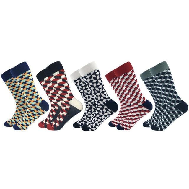 2020 Hot Sale Casual Men Socks New Socks fashion design Plaid Colorful happy Business Party Dress Cotton Socks Man