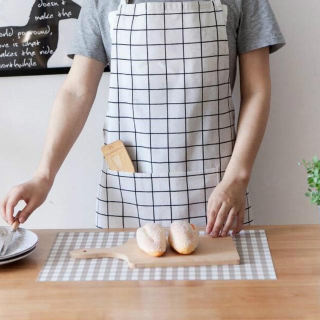 Nordic Style Apron Christmas Tree Deer Printing Brief Adult Apron with Big Pocket Kitchen Baking Cooking Accessories Bib Aprons