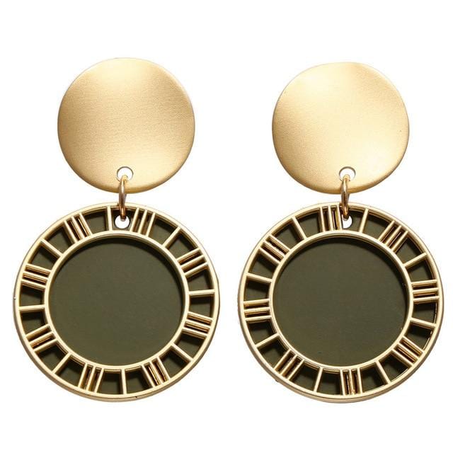 IF YOU Vintage Metal Geometric Drop Earrings For Women Gold Color Hollow Round Statement Hanging Fashion Dangle Earring Jewelry