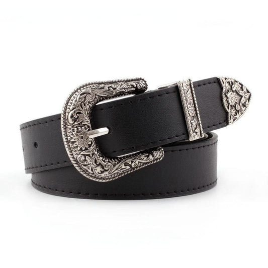 Hup femmes en cuir noir Western Cowgirl taille ceinture boucle en métal ceinture nouvelles ceintures chaudes pour les femmes de luxe marque de créateur