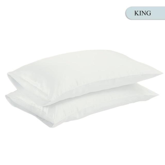 Queen/KING Silk Satin Pillow Case Bedding Pillowcase Smooth Home White Black Grey Khaki Sky Blue Pink Sliver