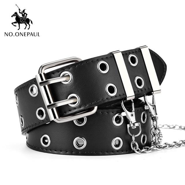 NO.ONEPAUL femmes ceinture en cuir véritable nouveau style Punk mode boucle ardillon jeans ceinture décorative chaîne marque de luxe ceintures pour femmes