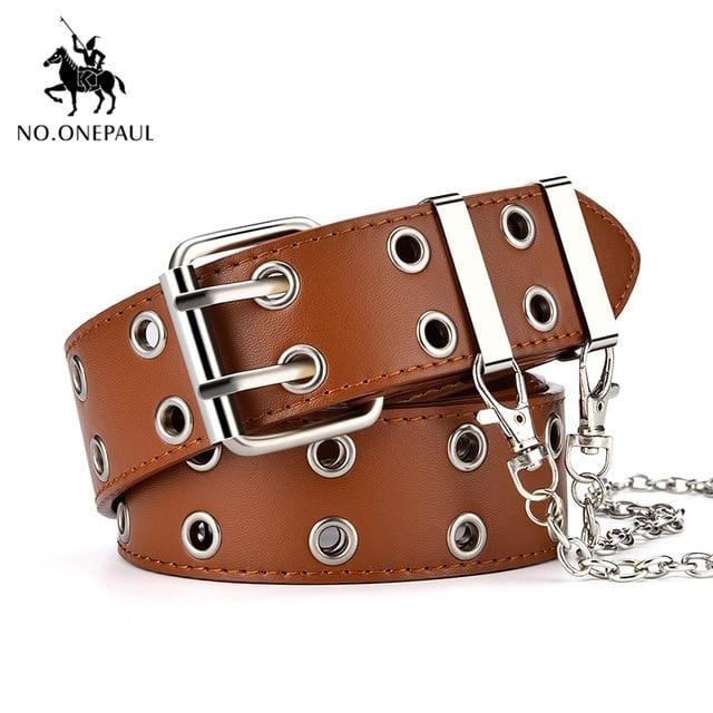 NO.ONEPAUL femmes ceinture en cuir véritable nouveau style Punk mode boucle ardillon jeans ceinture décorative chaîne marque de luxe ceintures pour femmes