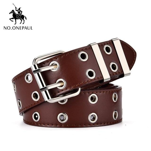 NO.ONEPAUL women belt Genuine Leather New Punk style fashion Pin Buckle jeans Decorative Belt Chain luxury brand belts for women