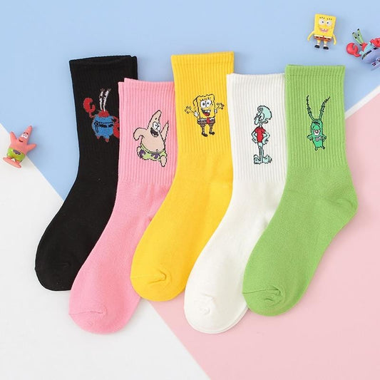 Anime sponge baby print sock Patrick Star Captain Eugene H Armor Abs Krabs Squidward Tentacles women cotton sock cartoon casual