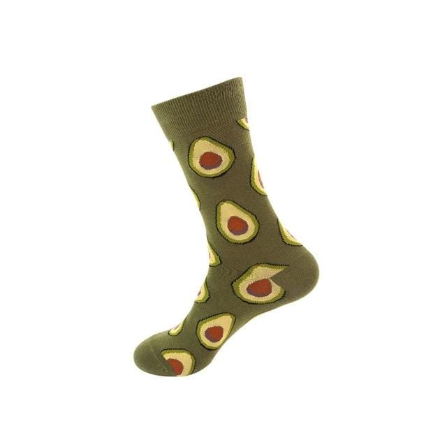 Femmes chaussettes drôle mignon dessin animé Fruits avocat oeuf peinture à l'huile Van Gogh rayures heureux japonais Harajuku skateboard chaussettes