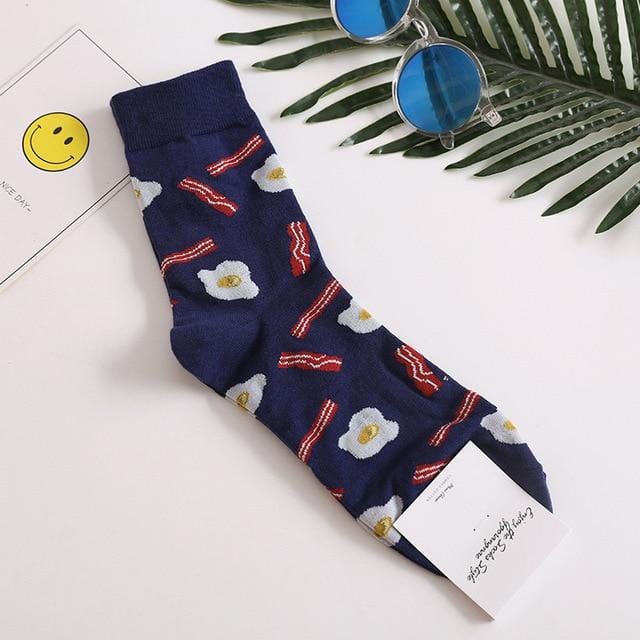 Harajuku happy socks men's funny combed cotton dress casual wedding socks colorful novelty skateboard socks men Snack pattern