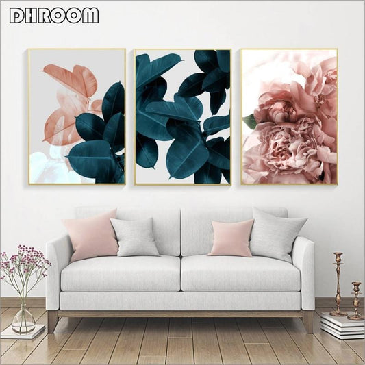 Wandbilder für Wohnzimmer, Blatt-Cuadros-Bild, nordisches Poster, florale Wandkunst, Leinwandmalerei, botanische Poster und Drucke