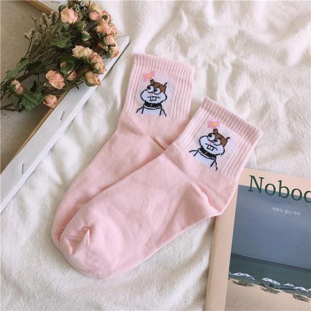 Chaussettes en coton pour femmes, personnage de dessin animé, motif de personnage féminin, courtes et mignonnes, Hipster, mode, imprimé Animal, cheville