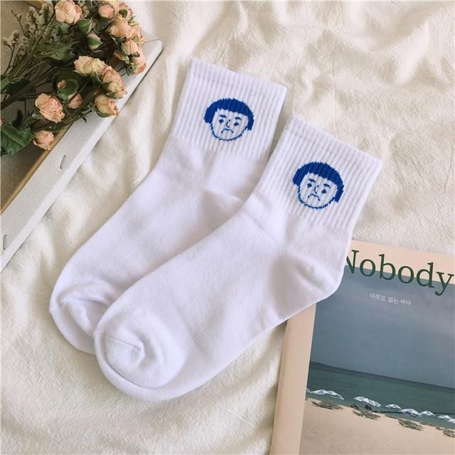 Women Cartoon Character Cotton Socks Art Female Character Patterend Short Cute Socks Hipster Fashion Animal Print Ankle Socks