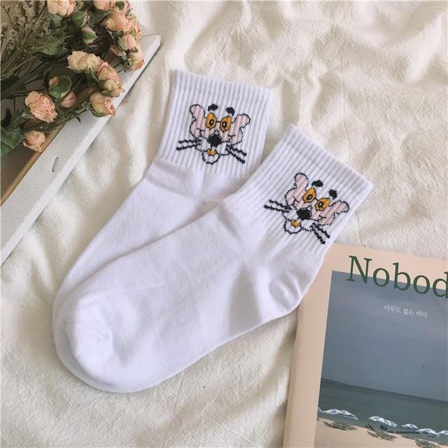 Chaussettes en coton pour femmes, personnage de dessin animé, motif de personnage féminin, courtes et mignonnes, Hipster, mode, imprimé Animal, cheville