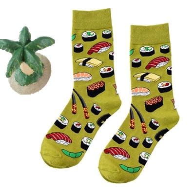 Chaussettes amusantes pour femmes, avec impression d'art, chaussettes d'hiver chaudes et mignonnes avec avocat Sushi nourriture en coton, chaussettes unisexes Harajuku à la mode, 1 paire