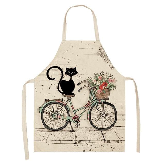 1Pcs Kitchen Apron Cute Cartoon Cat Printed Sleeveless Cotton Linen Aprons for Men Women Home Cleaning Tools 53*65cm WQ0029