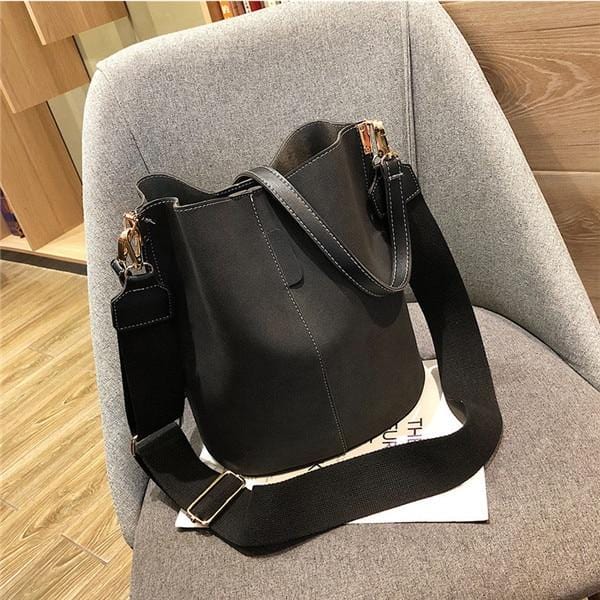 Sac messager femmes seau sac à bandoulière grande capacité vintage mat en cuir PU dame sac à main de luxe concepteur bolsos mujer noir