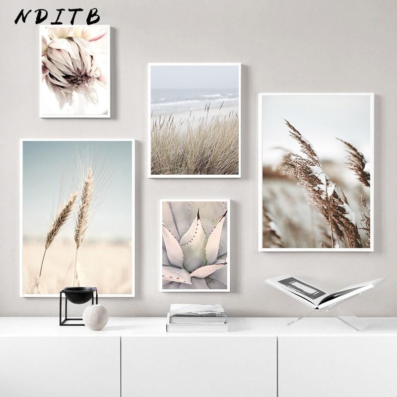 Reed Grass Sea Landscape Poster Scandinavian Canvas Print Nature Scenery Wall Art Picture Painting Nordic Style Home Room Decor